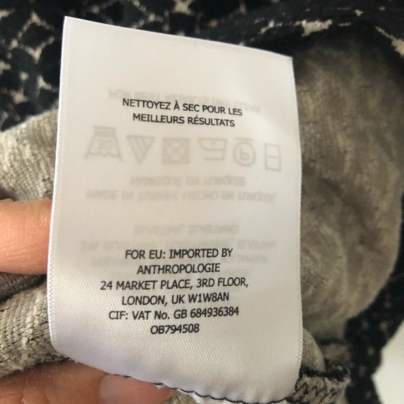 Anthropologie Maeve black knit pencil skirt with white diamond pattern - Picture 7 of 7